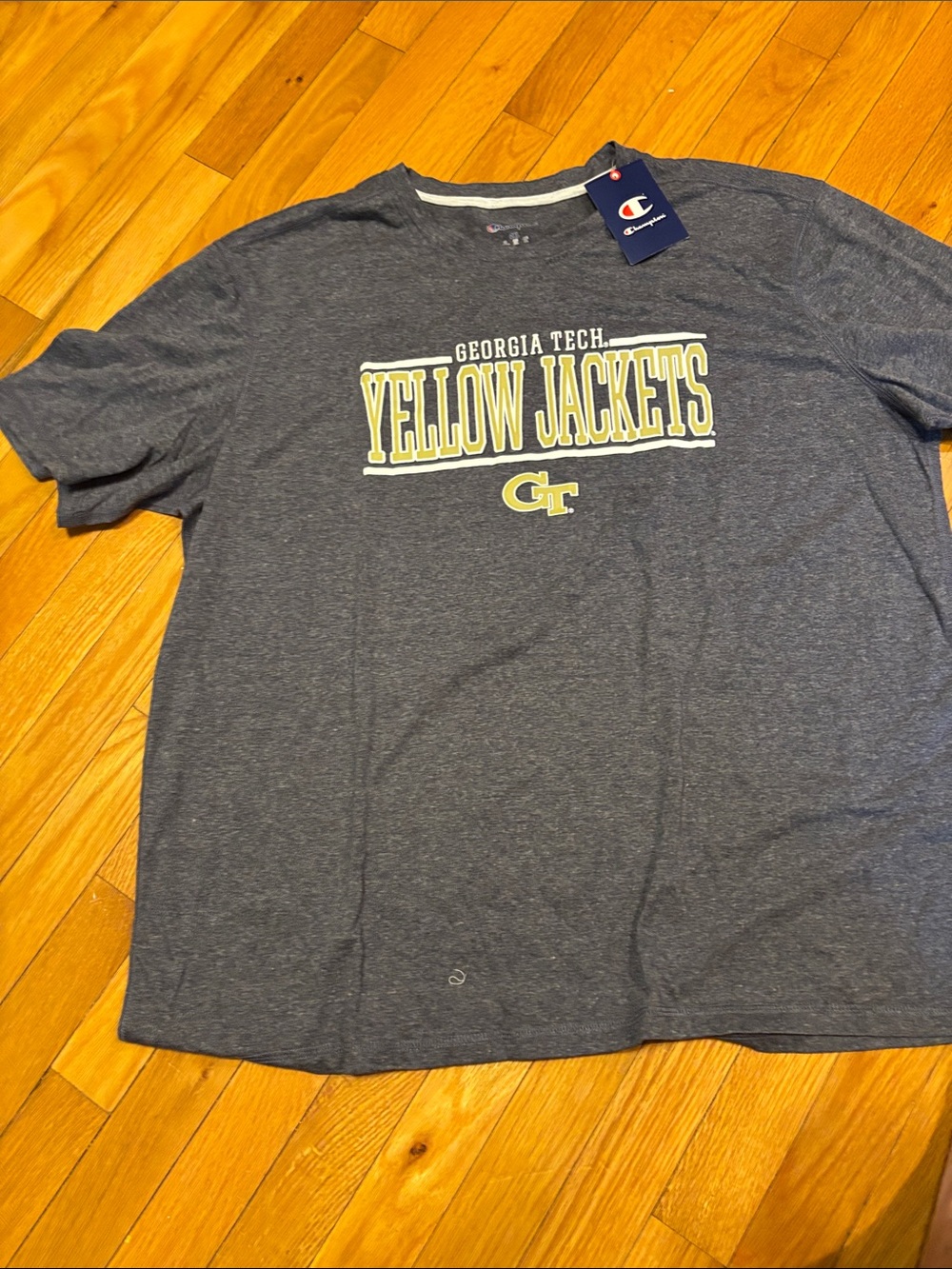 Champion Georgia Tech Yellow Jackets T-Shirt - Gray with Yellow/White Logo